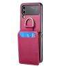 HAZARA Leather Case for Samsung Galaxy Z Flip 4, Rotating Finger Ring, Ultra-Thin Foldable Card Slot, Shock-Protection, Purple view 1