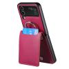 HAZARA Leather Case for Samsung Galaxy Z Flip 4, Rotating Finger Ring, Ultra-Thin Foldable Card Slot, Shock-Protection, Purple view 2
