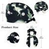Scrub Turban Caps with Hair Ties and Buttons, Daisy Bee, Color 5, One Size view 2