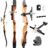 Recurve Bow Set for Beginners and Adults, 66/68/70 in. Takedown Wooden Bow, 14–40 lb, Right-Handed (68 in., 36 lb, Set 1, Black Limbs) view 1