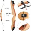 Recurve Bow Set for Beginners and Adults, 66/68/70 in. Takedown Wooden Bow, 14–40 lb, Right-Handed (68 in., 36 lb, Set 1, Black Limbs) view 3