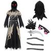 Spooktacular Creations Kids' Grim Reaper Costume with Glowing Eyes, Scary Phantom Halloween Costume for Boys, Black, Size L view 3