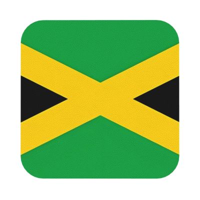 Decorative Leather Coasters with Jamaica Flag, Soft, Easy-Clean, Square, 10.2 x 10.2 cm