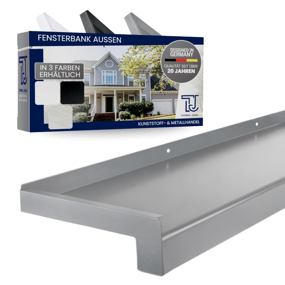 TJ Exterior Window Sill, 110 mm x 1700 mm, Silver E6EV1, Aluminum with End Caps