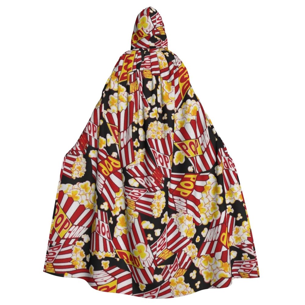 FRESQA Popcorn Print Unisex Long Polyester Cape