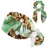 HOHODIY Adjustable Tiger Tropical Surgical Scrub Cap with Buttons, Ponytail Pocket, Sweatband and Bow Hair Tie, Multicolor 01, M/L view 1
