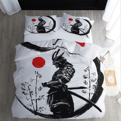 GEDAEUBA Japanese Samurai 3-Piece Duvet Cover Set, 200 x 220 cm