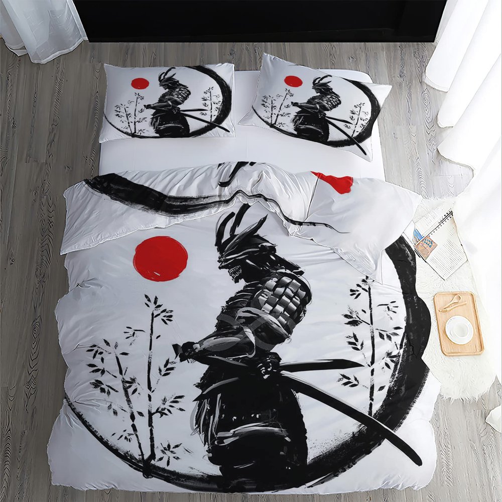 GEDAEUBA Japanese Samurai 3-Piece Duvet Cover Set, 200 x 220 cm