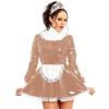 Wet-Look Lace-Panel Maid Cosplay Dress with Apron view 4