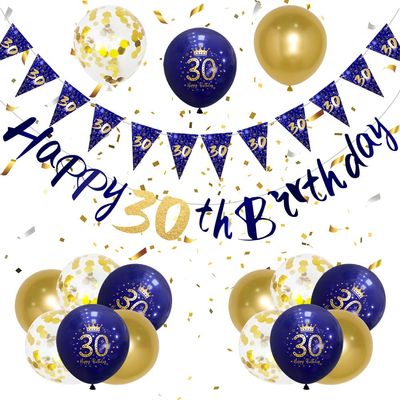 Wonsta Men's 30th Birthday Bunting, Navy Blue and Gold