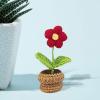 Hand-Knitted Crochet Mini Potted Flower, Small Red Flower, Size S view 2