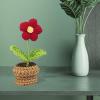 Hand-Knitted Crochet Mini Potted Flower, Small Red Flower, Size S view 3
