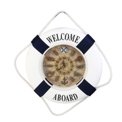 Warmhm Maritime Lifebuoy Wall Decor Clock, Foam and Cotton, 35 cm, Mediterranean Style