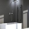 130 x 140 cm Folding Bathtub Shower Screen, 3-Piece, 6 mm Nano Glass, Black view 2