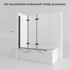 130 x 140 cm Folding Bathtub Shower Screen, 3-Piece, 6 mm Nano Glass, Black view 3