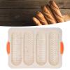 4-Groove Baguette Baking Mold with Silicone Handle, Beige view 3
