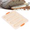 4-Groove Baguette Baking Mold with Silicone Handle, Beige view 4