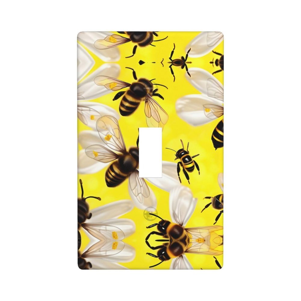 Flying Bees Daisy Honeys Unbreakable Medium Outlet Cover, Impact-Resistant Switch Plate, Decorative Wall Plate