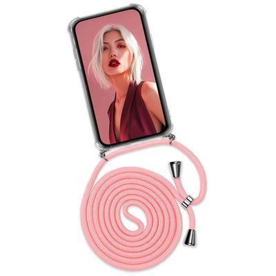 ONEFLOW Phone Necklace for Xiaomi 13 Lite, Detachable Strap Case, Twist Case, Pink