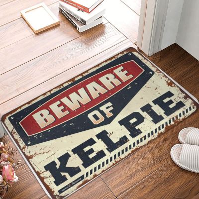 Funny Sogns Beware of Kelpie Doormat, Large Welcome Mat, Outdoor Boys' Bedroom Decor (65 x 90 cm)
