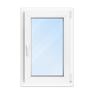 FENSTERVERSAND White uPVC Window, Turn-and-Tilt, Double-Glazed Clear Glass, DIN Right-Handed, 600 x 900 mm, 70 mm Profile