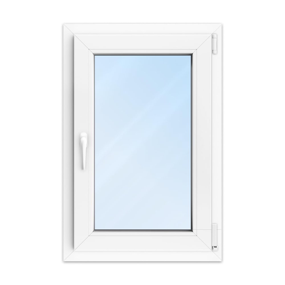 FENSTERVERSAND White uPVC Window, Turn-and-Tilt, Double-Glazed Clear Glass, DIN Right-Handed, 600 x 900 mm, 70 mm Profile