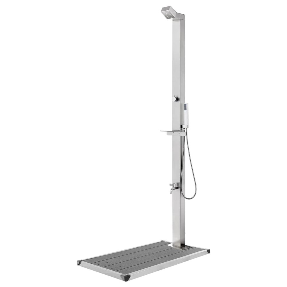 Hommdiy Garden Shower with Gray Base Plate, 225 cm, Stainless Steel