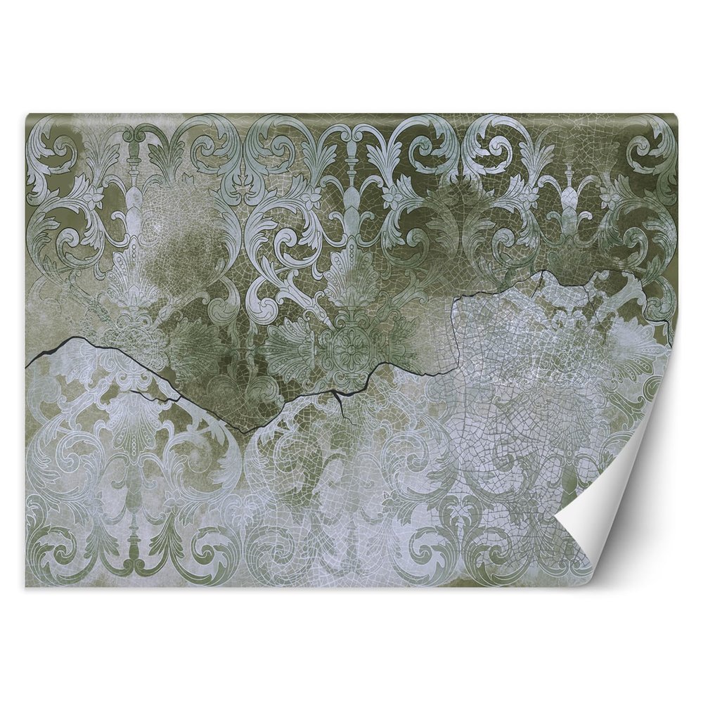 Feeby Green Ornament Abstraction Photo Wallpaper, 350 x 245 cm