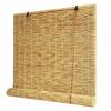 MMleYN Adjustable Bamboo Blind, 60–300 cm Height, Natural Reed Privacy Shade, White Line, 90 x 20 view 1