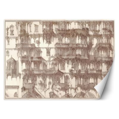 Feeby Premium Vinyl Photo Wallpaper, Beige Column Architecture, 150 x 105 cm