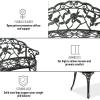 TRAGLO Outdoor Aluminum Park Bench, Rust-Free and Weather-Resistant, with Backrest and Armrests, for 2–3 People, Antique Green view 3