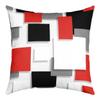 Geometric Grid Ombre Pillow Cover, Red Gray Black White, 45 x 45 cm view 1