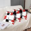 Geometric Grid Ombre Pillow Cover, Red Gray Black White, 45 x 45 cm view 4