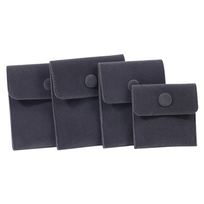 Wambere 1-Pc Velvet Jewelry Pouch with Snap Closures, Dark Gray, 7 × 7 cm