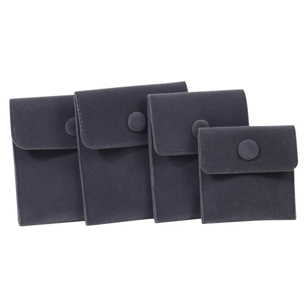 Wambere 1-Pc Velvet Jewelry Pouch with Snap Closures, Dark Gray, 7 × 7 cm