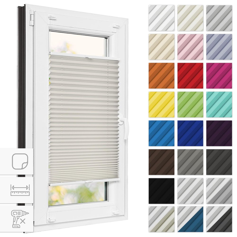 Estika Adhesive Pleated Blind 120 x 150 cm, Gray
