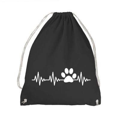 absenda Heartbeat Cat Paw Drawstring Bag - ECG Cat Paw, Black