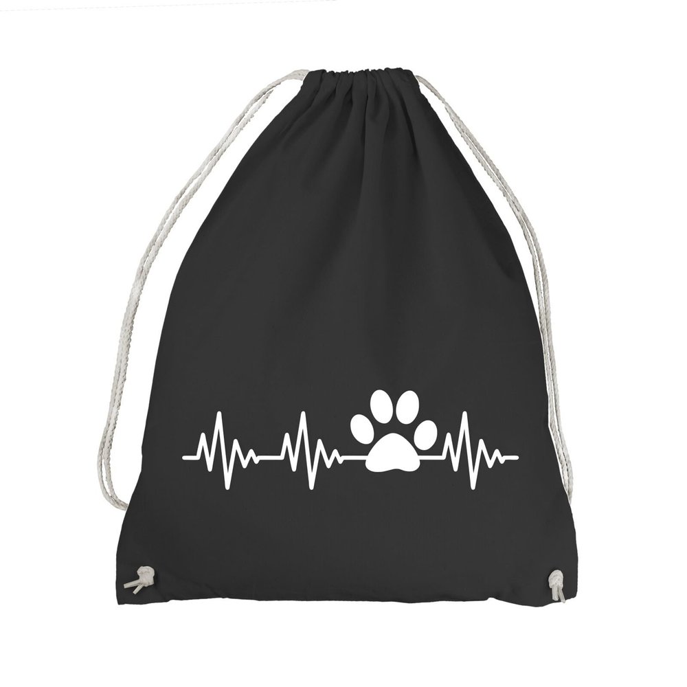 absenda Heartbeat Cat Paw Drawstring Bag - ECG Cat Paw, Black