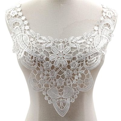 Bianriche Lace Appliqué Collar, Floral Embroidery, 38 x 38 cm, A