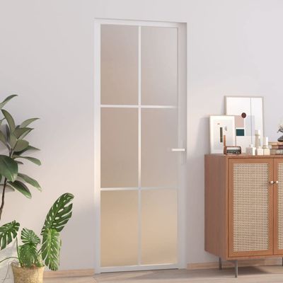 RAUGAJ Interior Door, 76 x 201.5 cm, White, Frosted Glass and Aluminum