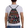 PIXOLE Mid-Century Modern Art Cat Drawstring Backpack, Waterproof String Bag, Gym Sack, Mexican Skull Print, Medium view 2