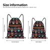 PIXOLE Mid-Century Modern Art Cat Drawstring Backpack, Waterproof String Bag, Gym Sack, Mexican Skull Print, Medium view 4