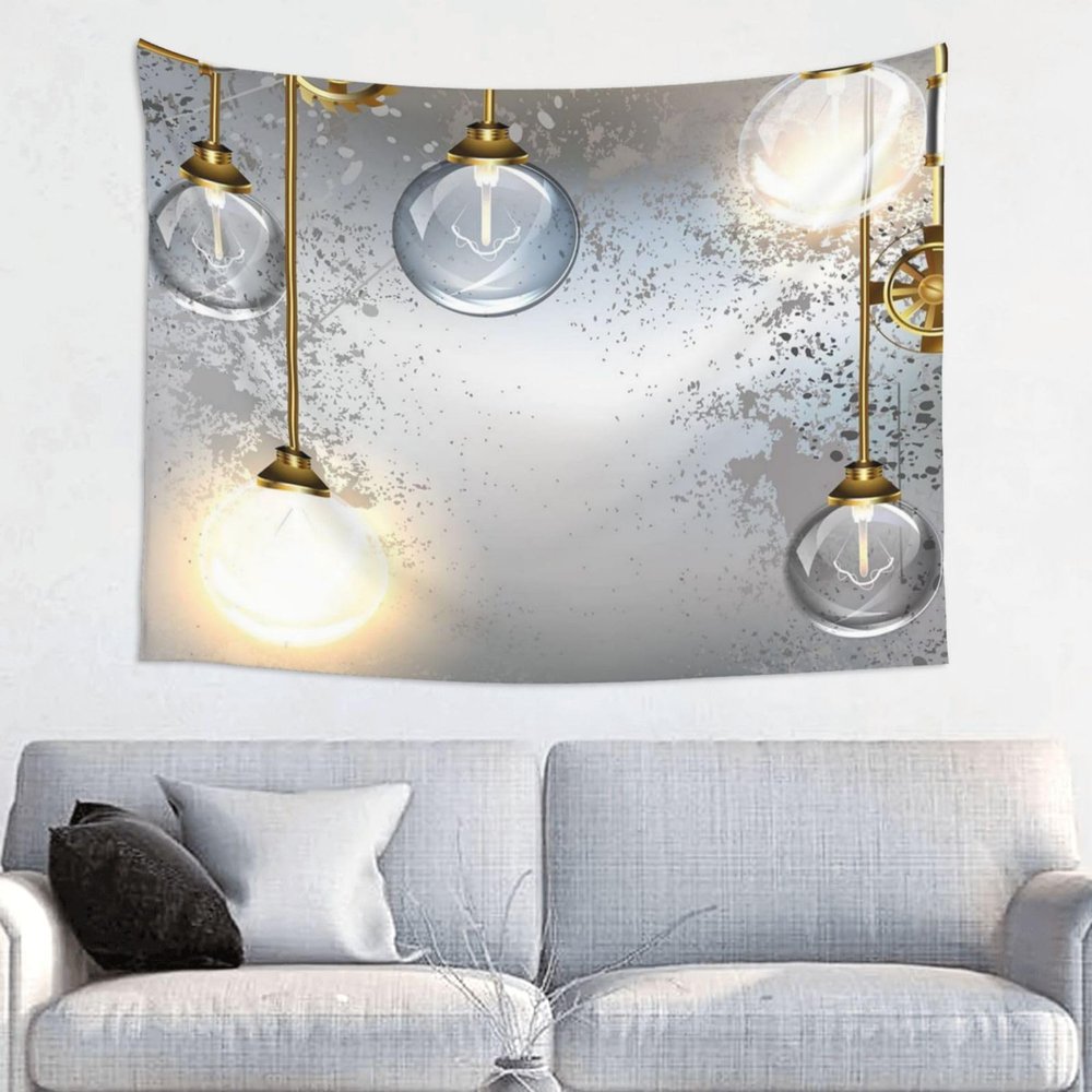 BAFAFA Steampunk-Style Printed Wall Tapestry with Brass Hardware, 73 x 94 cm
