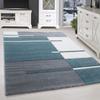 SIMPEX XXL Rug 280 x 370 cm, Short Pile, Contour-Cut Blue-Gray-White Checkered Design view 1