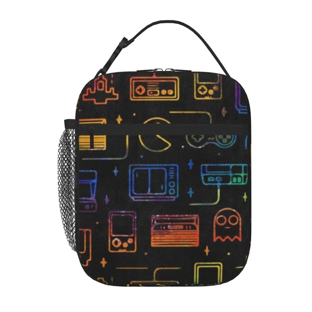 OPSREY Video Game Pattern Reusable Insulated Lunch Bag