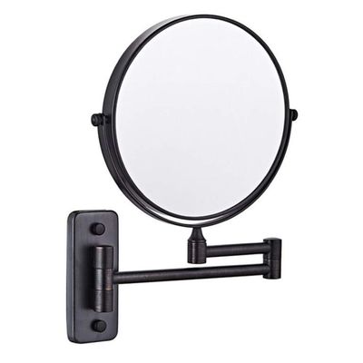 Makeup Mirror, Double-Sided Wall-Mounted, 3x Magnification, 360° Swivel, Extendable Arm, 8 in, Black