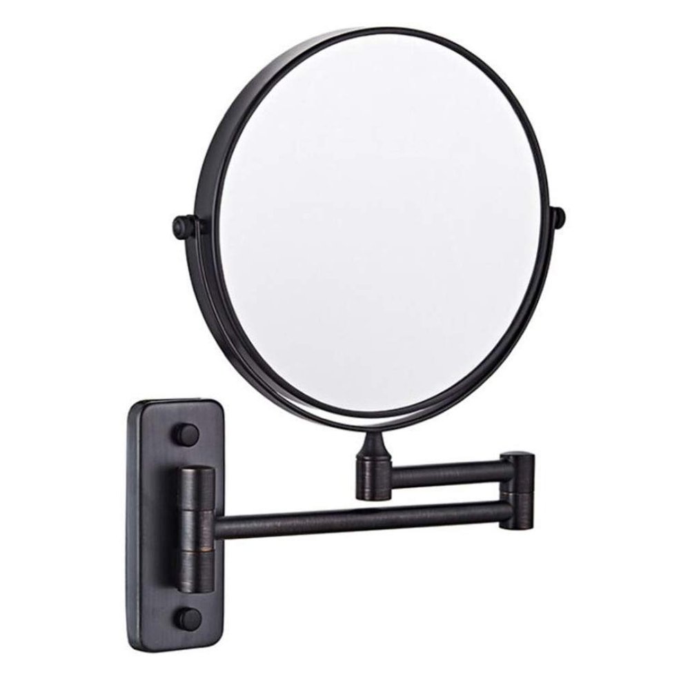 Makeup Mirror, Double-Sided Wall-Mounted, 3x Magnification, 360° Swivel, Extendable Arm, 8 in, Black