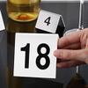 DAZZLEEX Acrylic Table Numbers, V-Shaped, 40-Pack, Double-Sided, Numbers 1–40, Yellow view 3