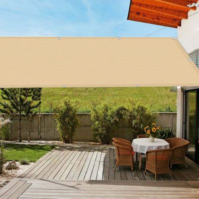 AMZYU Balcony Privacy Screen, No Drilling, 55 x 750 cm, Sand Yellow