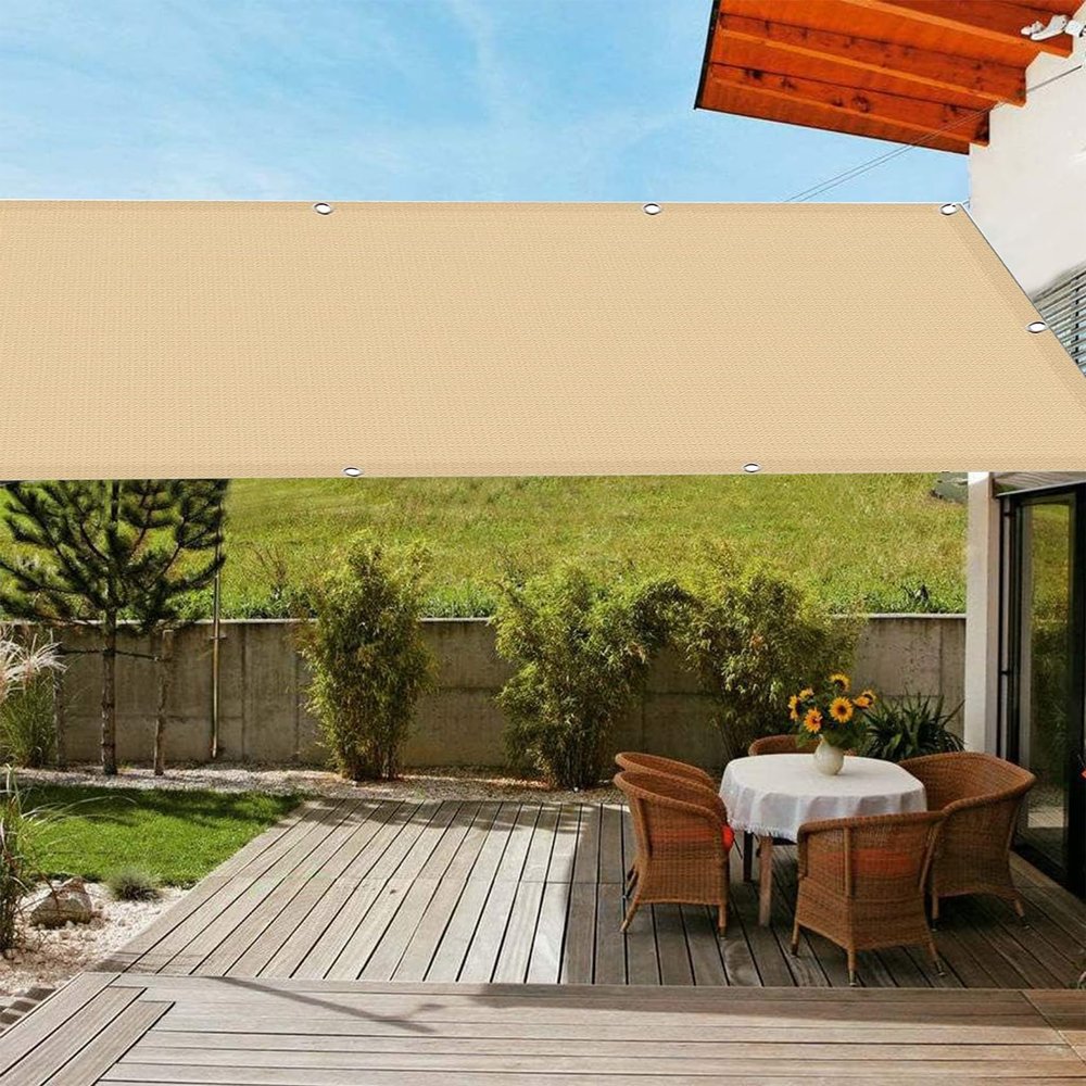 AMZYU Balcony Privacy Screen, No Drilling, 55 x 750 cm, Sand Yellow